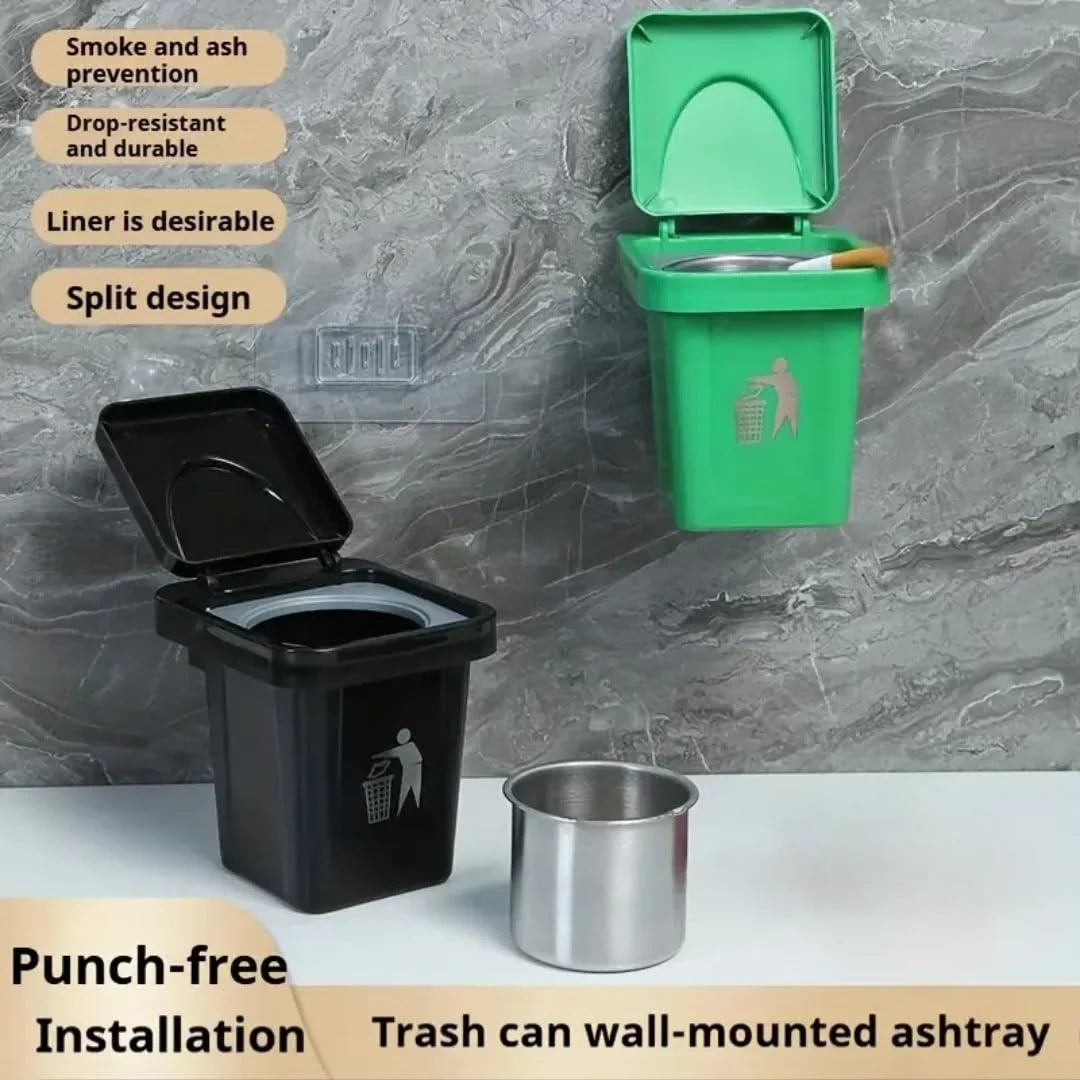 Wall-Mounted Mini Trash Can & Ashtray with Lid Cosmia.pk