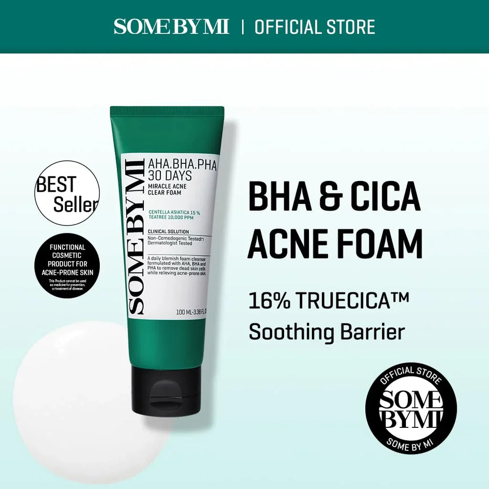Some By Mi - AHA BHA PHA 30 Days Miracle Acne Clear Foam 100ml (Made in Korea) Some By Mi