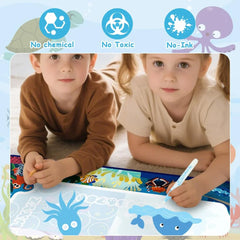 Water Doodle Mat Aqua Magic for Children with Water Pen Tools Stamps Cosmia.pk