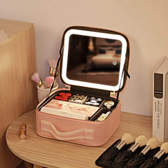 Smart Led Makeup Bag With Mirror Lights Cosmia.pk