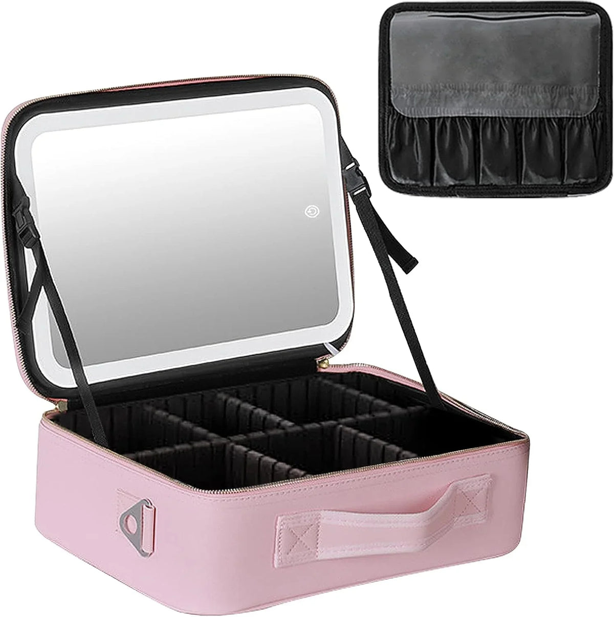portable Makeup Bag with Adjustable Dividers, Waterproof PU Leather Cosmia.pk