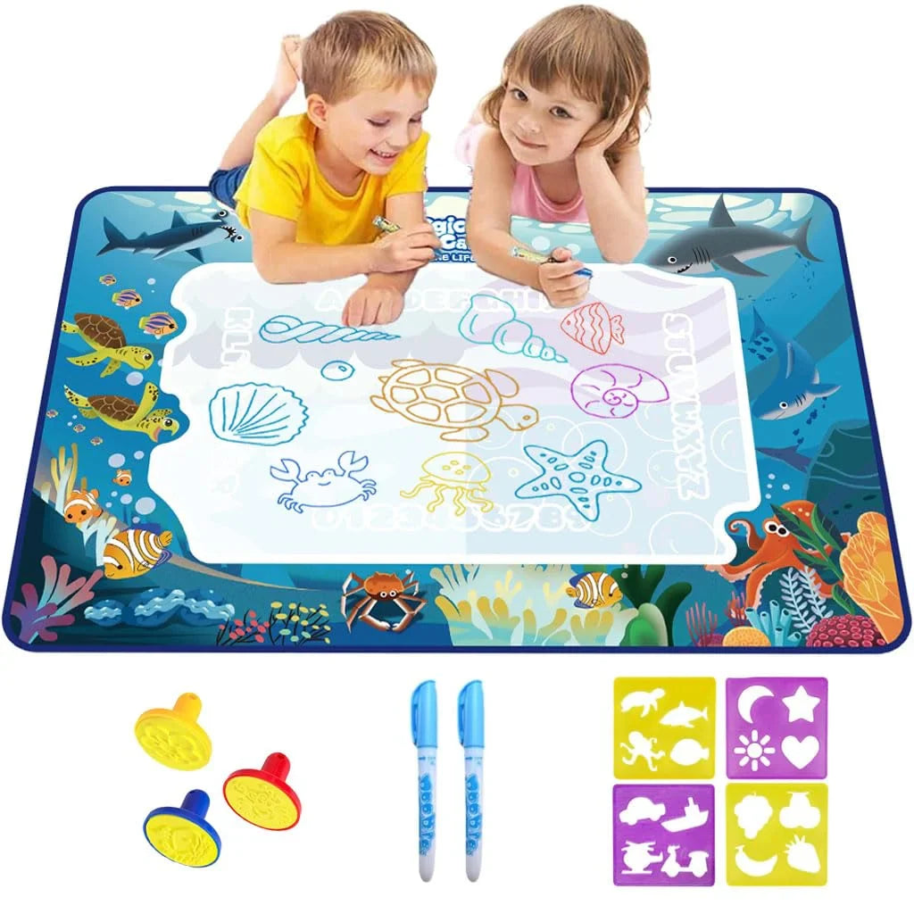 Water Doodle Mat Aqua Magic for Children with Water Pen Tools Stamps Cosmia.pk