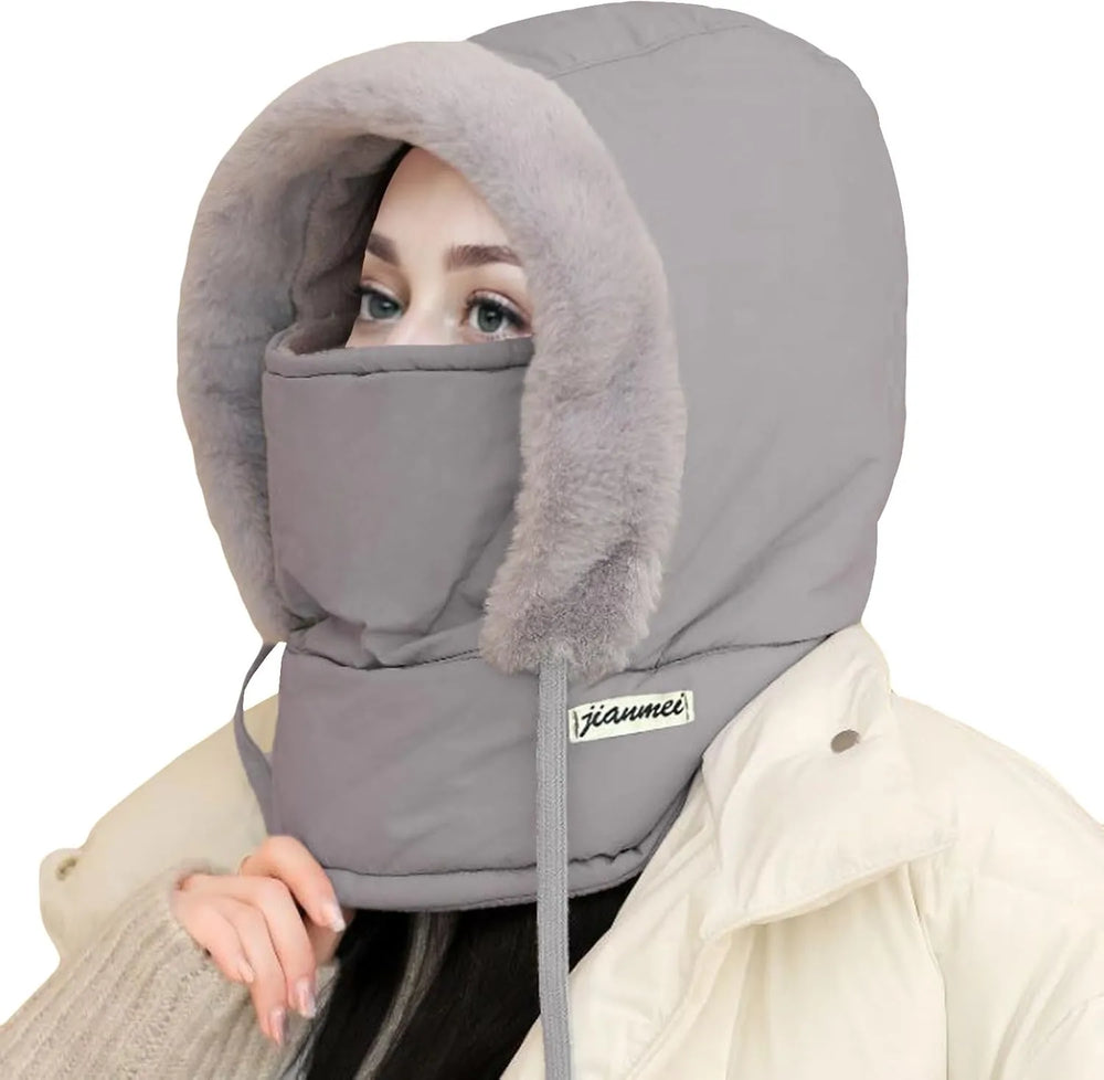 Women Balaclava Thick Plush Lined Warm Winter Fleece Hat with Neck Cosmia.pk