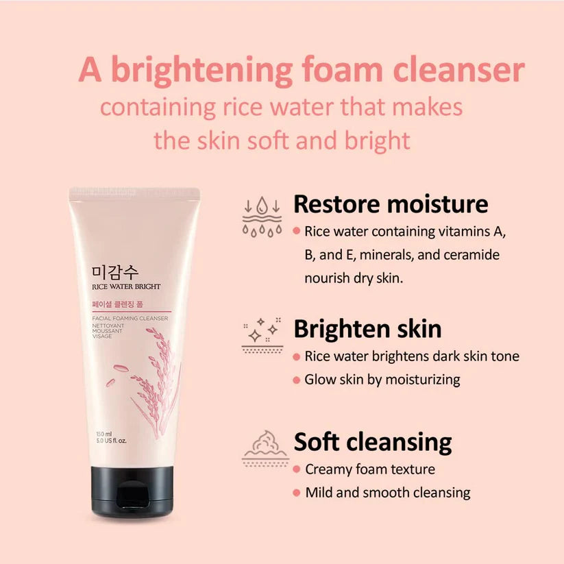 The Face Shop - Rice Water Bright Cleansing Foam 150ml The Face Shop