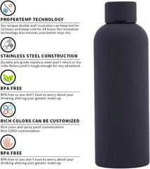 Generic Black Stainless Steel Vacuum Insulated Water Bottl - 500ml Cosmia.pk