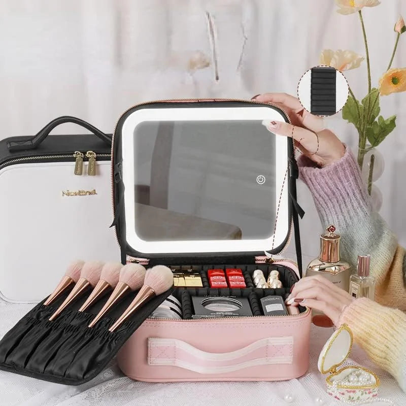 Smart Led Makeup Bag With Mirror Lights Cosmia.pk
