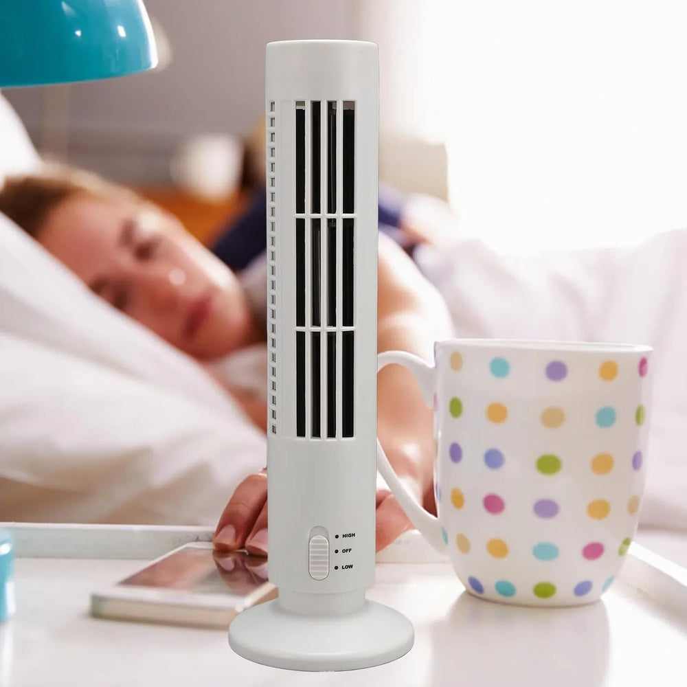 Portable USB Air Conditioner Mini Vertical Bladeless Fan with LED Lamp Cosmia.pk