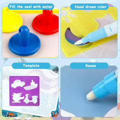Water Doodle Mat Aqua Magic for Children with Water Pen Tools Stamps Cosmia.pk
