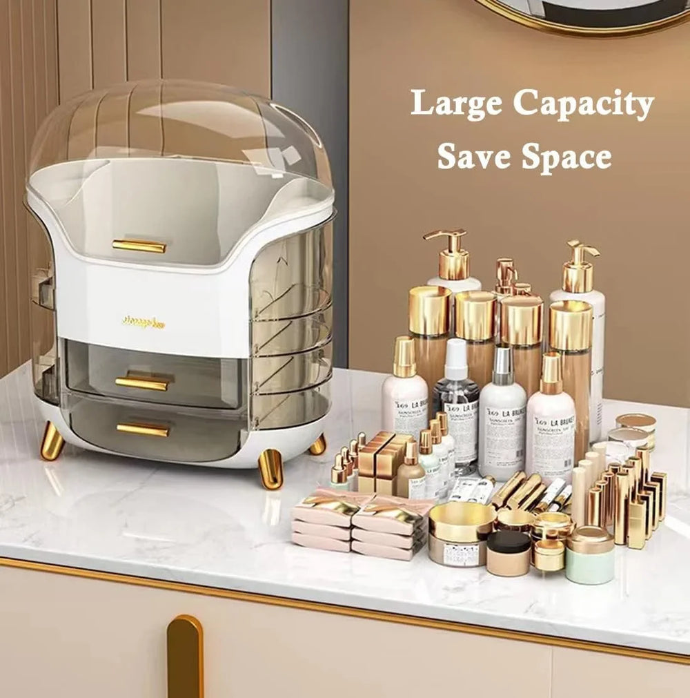 Luxury Desktop Cosmetic Organizer, Dustproof and Waterproof Makeup Vanity Cosmia