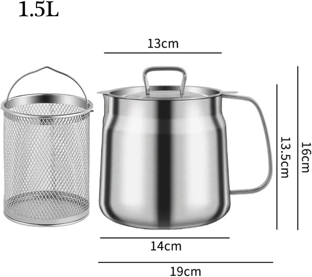 Stainless Steel Large Capacity Oil Filter Pot Cosmia.pk