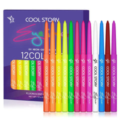 Cool Story Neon Eyeliner Pencils Set Waterproof Smudge-Proof (12 Cool Story