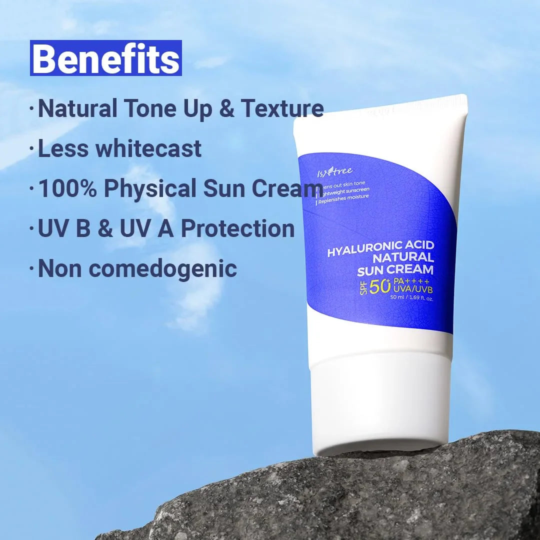 Isntree - Hyaluronic Acid Natural Sun Cream SPF50+ PA++++ 50ml - MADE Isntree