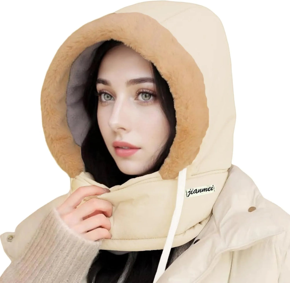 Women Balaclava Thick Plush Lined Warm Winter Fleece Hat with Neck Cosmia.pk