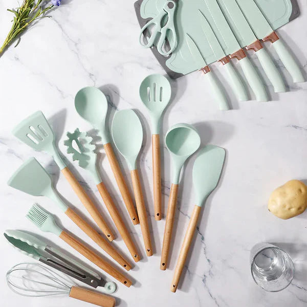 Silicone Cookware Spoon Sets - 19pcs Cosmia.pk