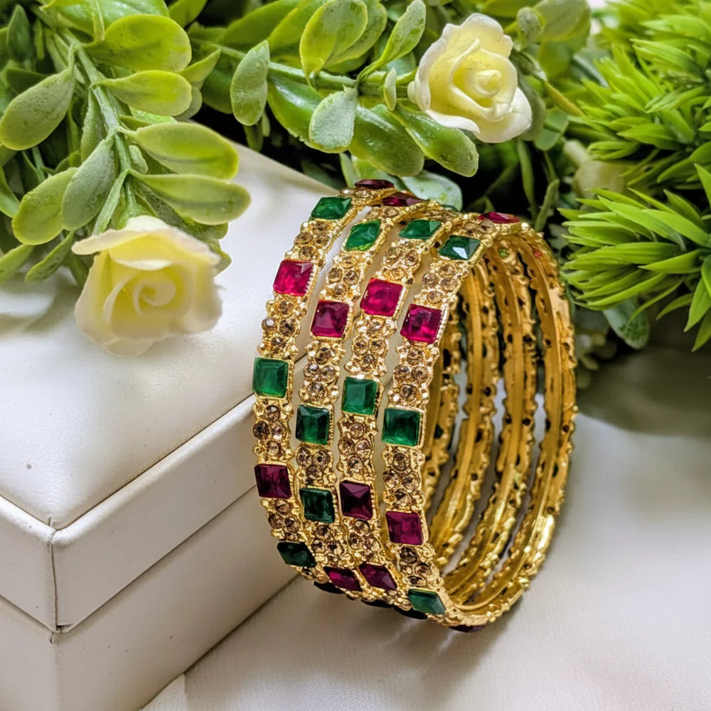 Bangles Set with Shisha Stone - 4Pcs Cosmia