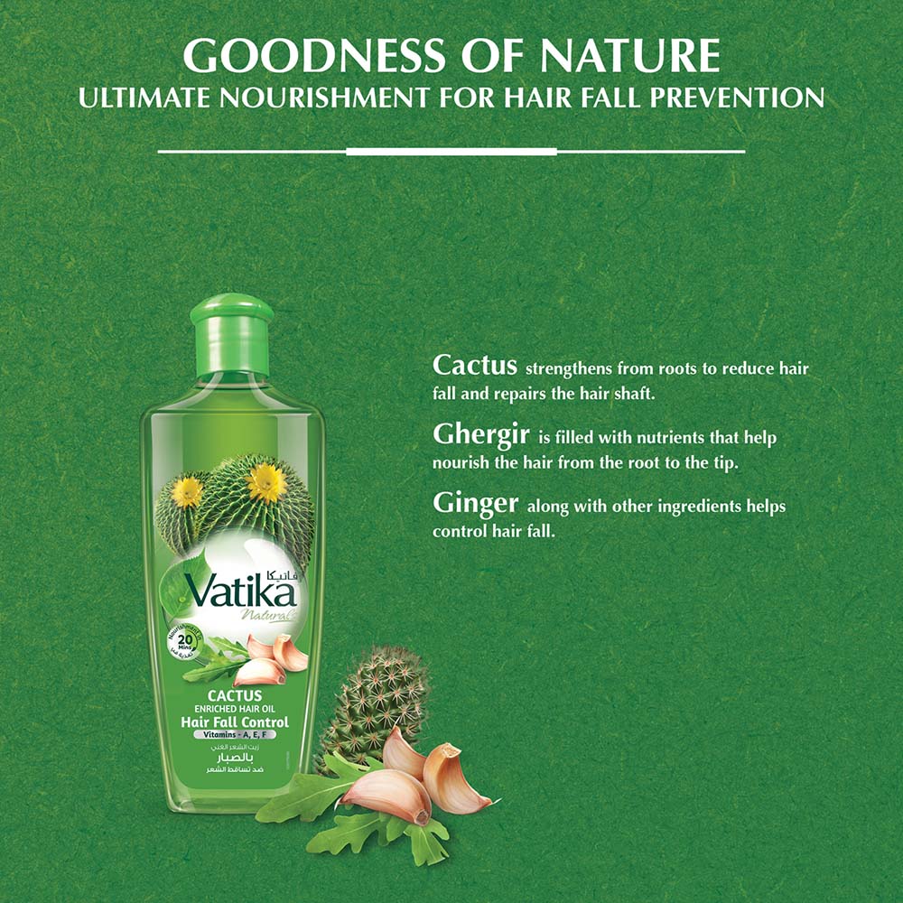 Vatika Natural Cactus Enrich Hair Oil Hair Fall Control 300ml Vatika