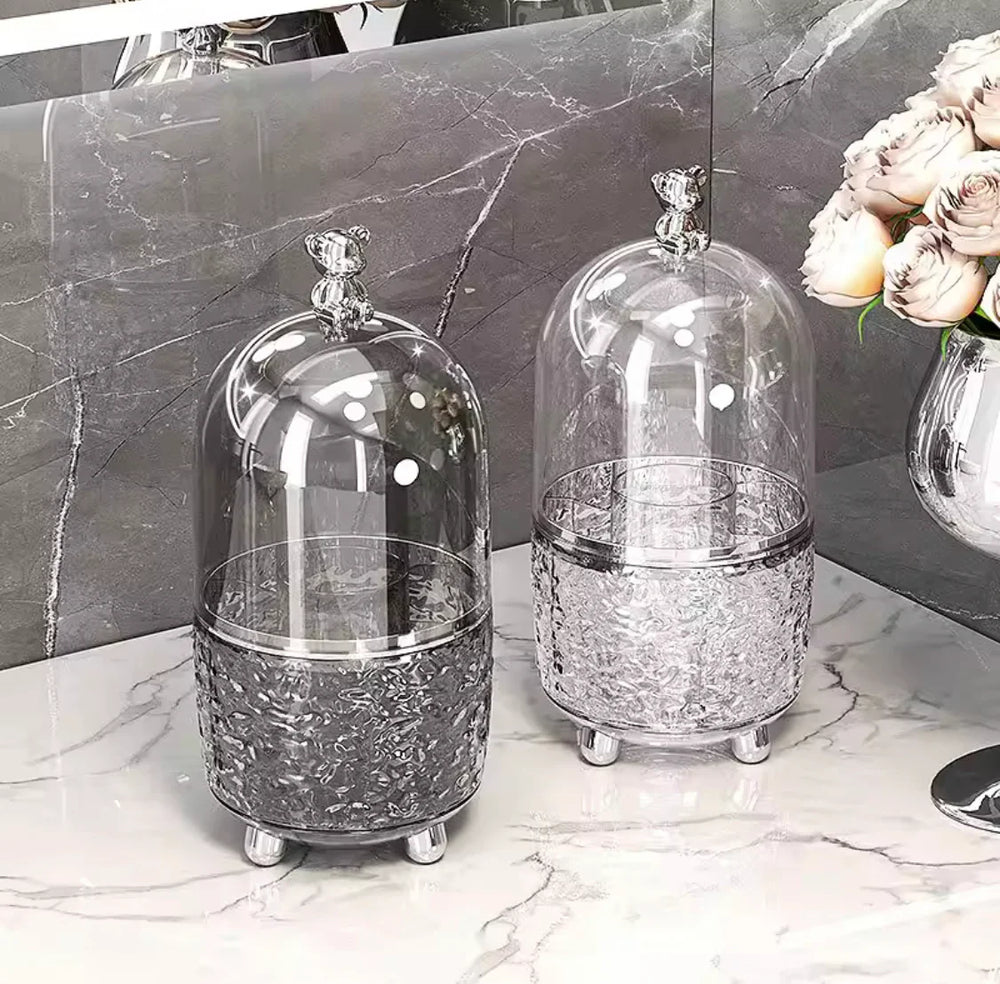Luxury Silver Makeup Brush Storage Box With Cover Cosmia
