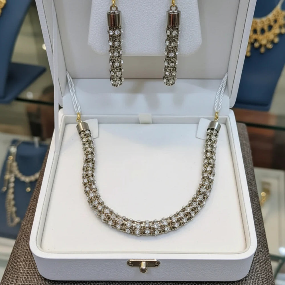 Stone Silver Chain Necklace Cosmia