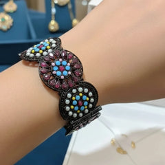 Oxidized Bangle – Multi Ruby Color Cosmia