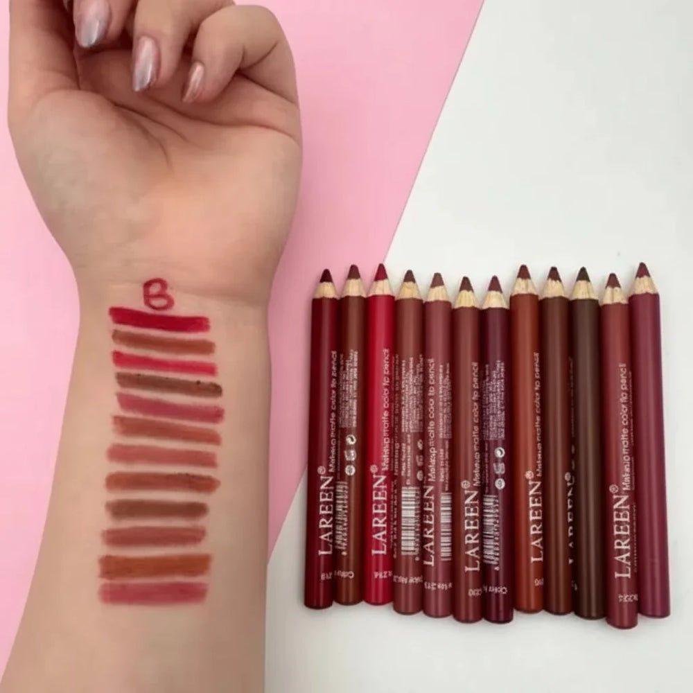 Lareen Makeup Matte Lip Pencil Pack of 12 Lareen