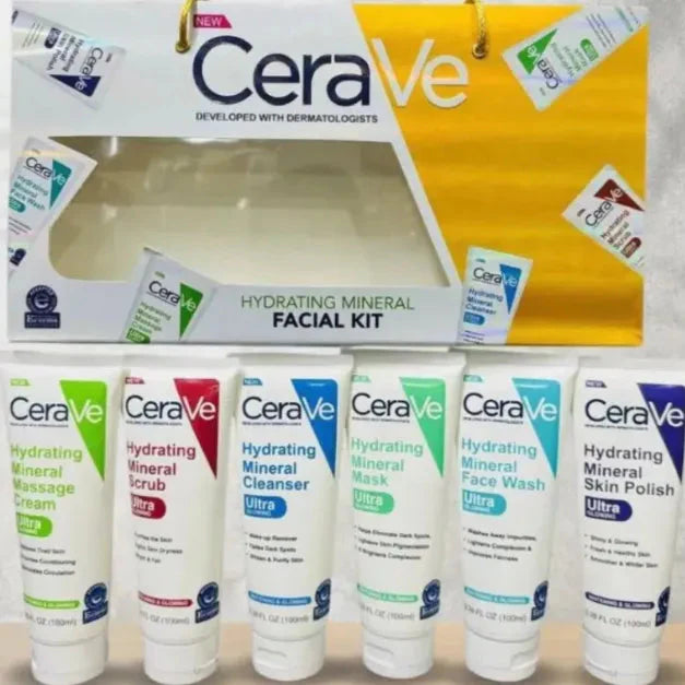Cerave Hydrating Mineral Facial Kit 6 in 1 Complete Skincare Set - 100ml Each CeraVe