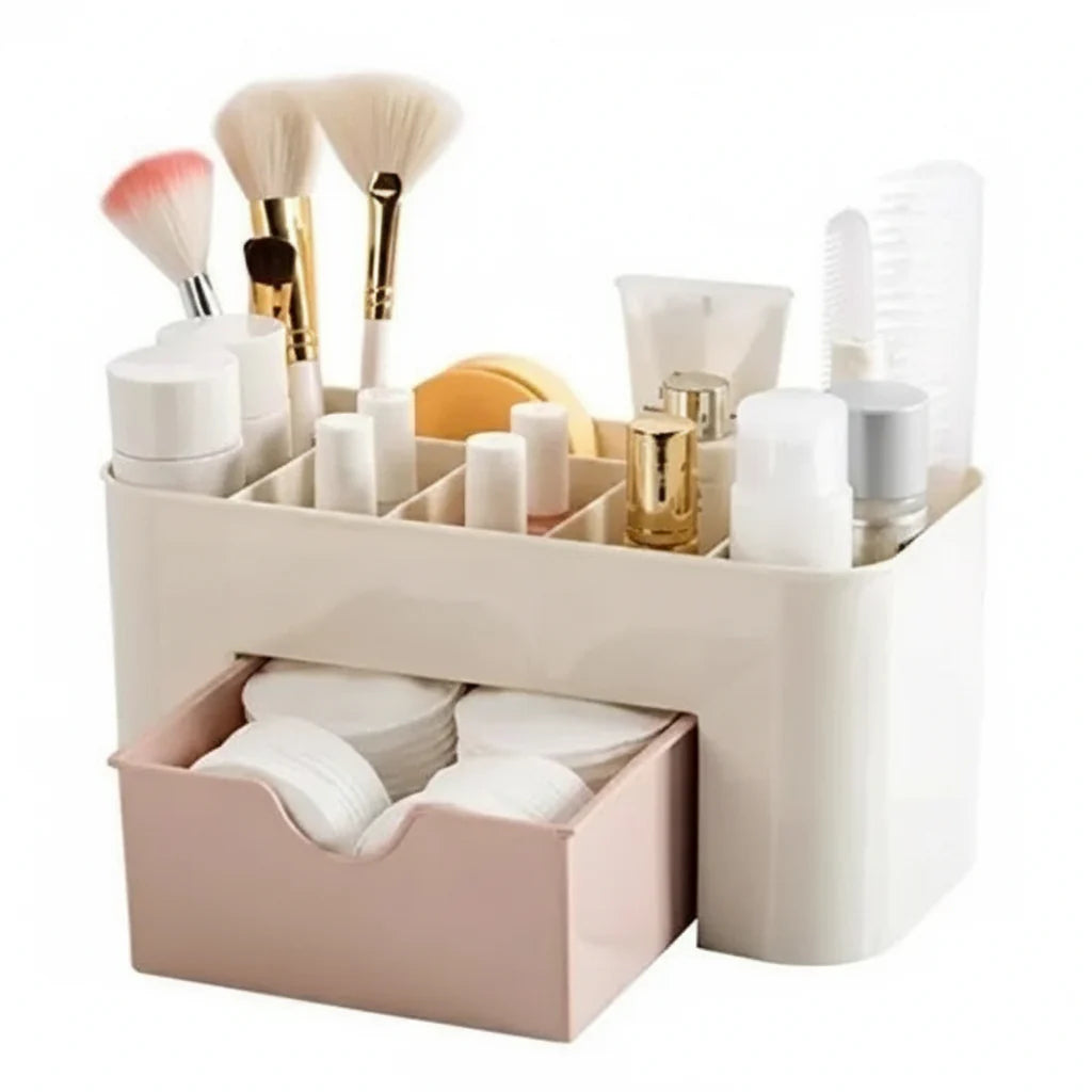 Cosmetic Makeup Organizers 7 Compartments with 1 Drawer Storage Box Cosmia
