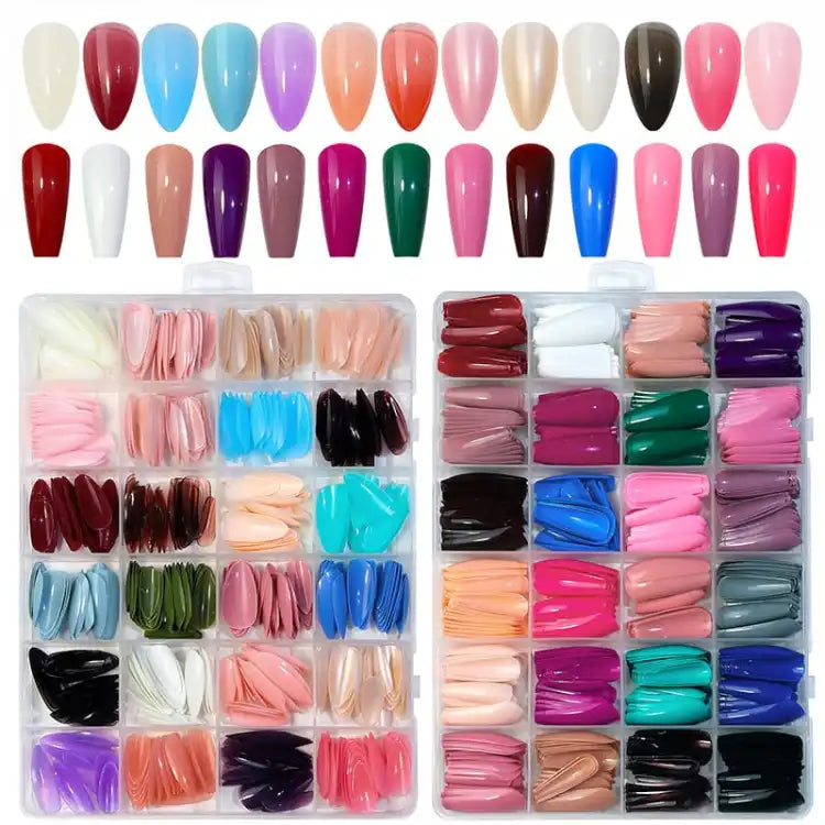 Artificial Nails 576Pcs - 24 Sets with Complimentary Glue Cosmia.pk