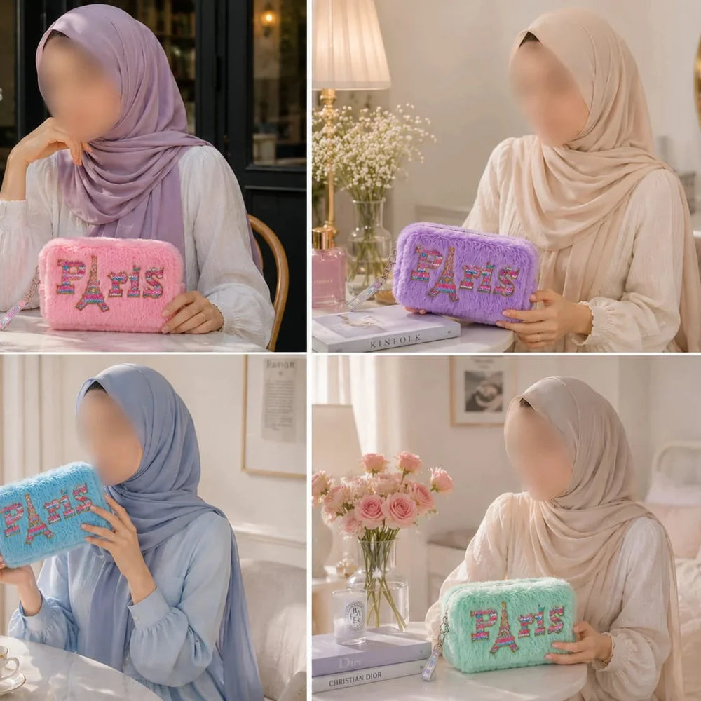 Cute Fluffy Makeup Organizer Pouch – Each Cosmia.pk