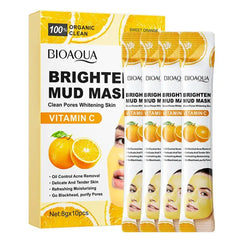 Bioaqua Vitamin C Brighten Cleansing Shrinking Pores Mud Mask - 8g*10 Pcs Bioaqua