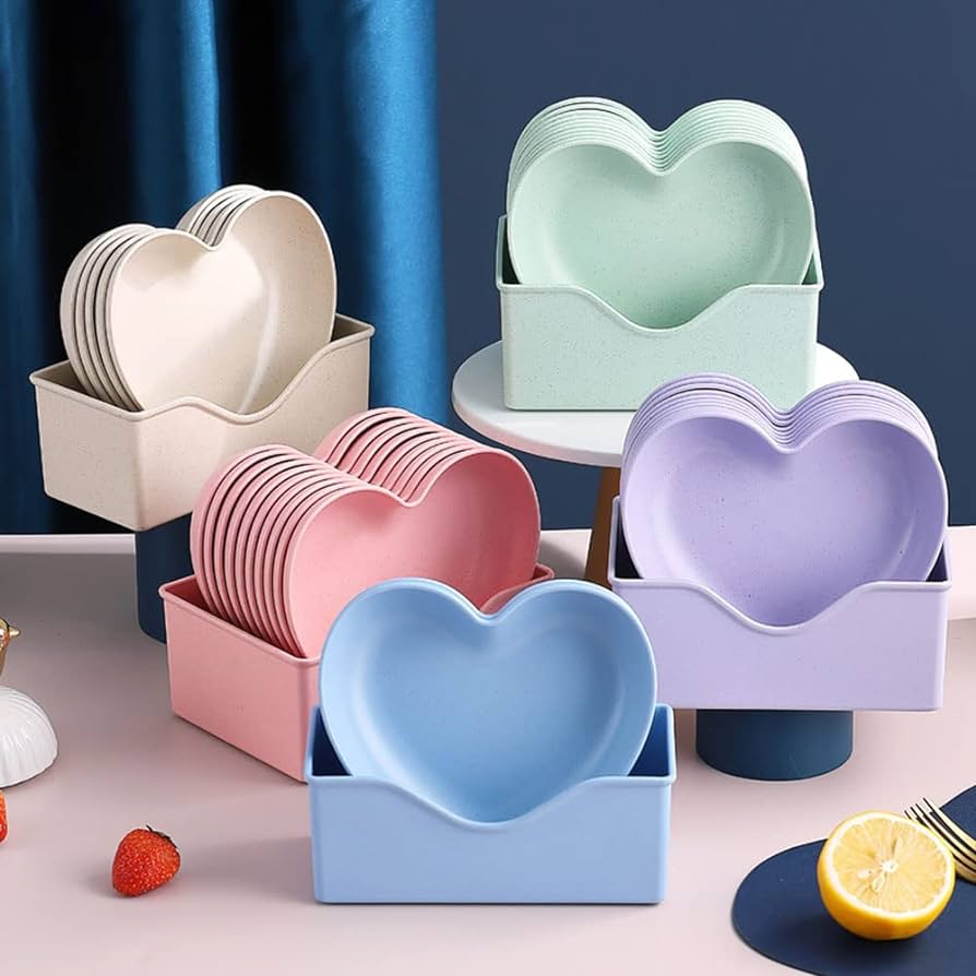Heart Shape 10 PCs Plate Set With Holder Cosmia.pk