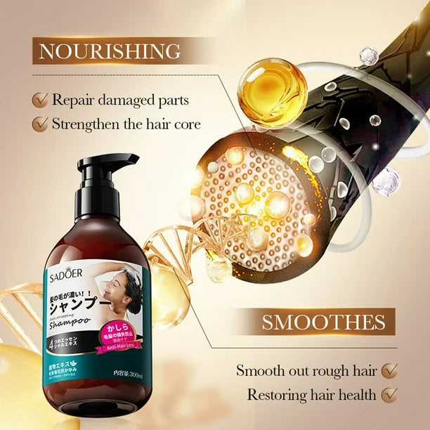 SADOER Anti Hair Loss Shampoo Anti-dandruff Hair Growth Shampoo - 300ml Sadoer