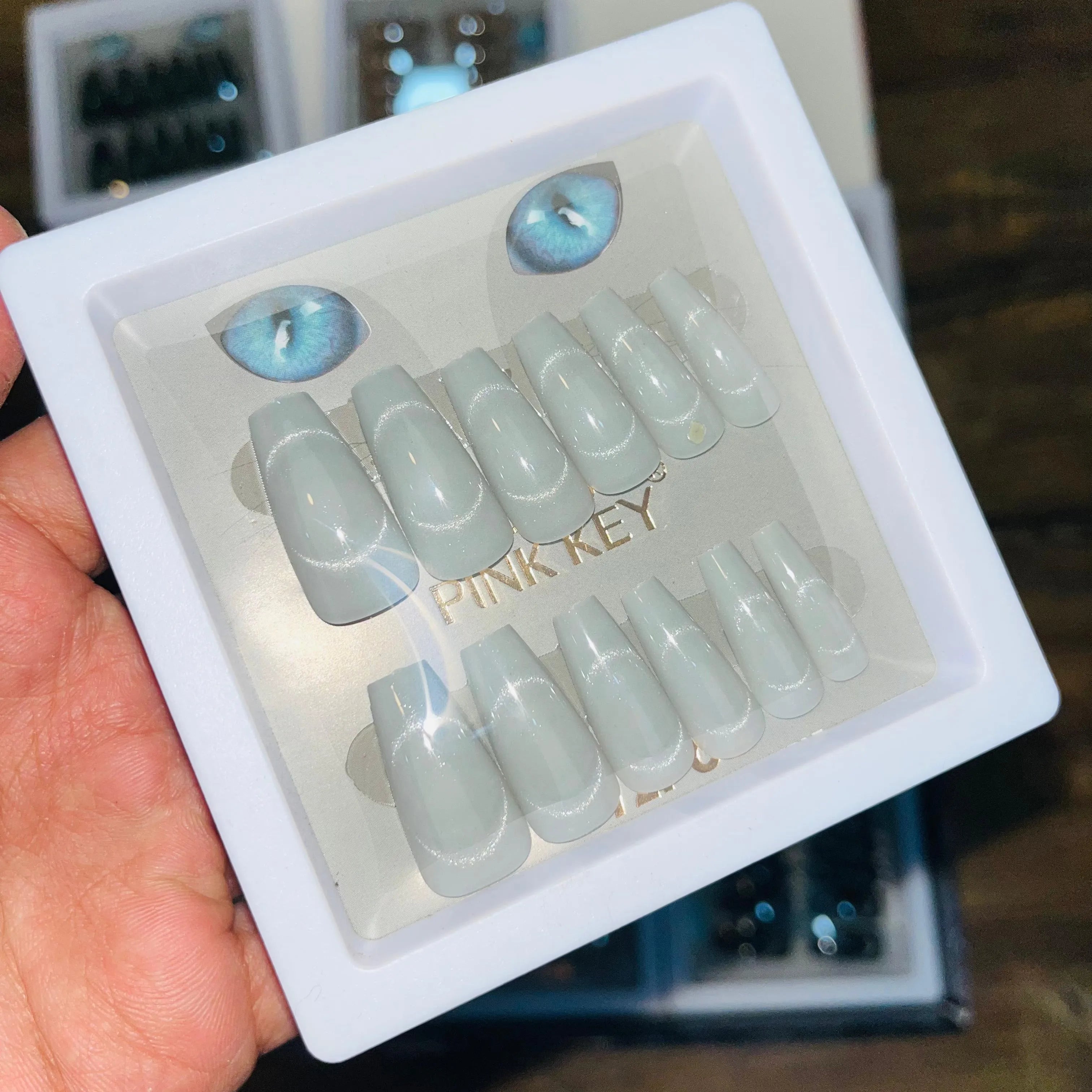 Pink key Stylish Salon Look Artifical Nails With Free Stickers (12 PINK KEY
