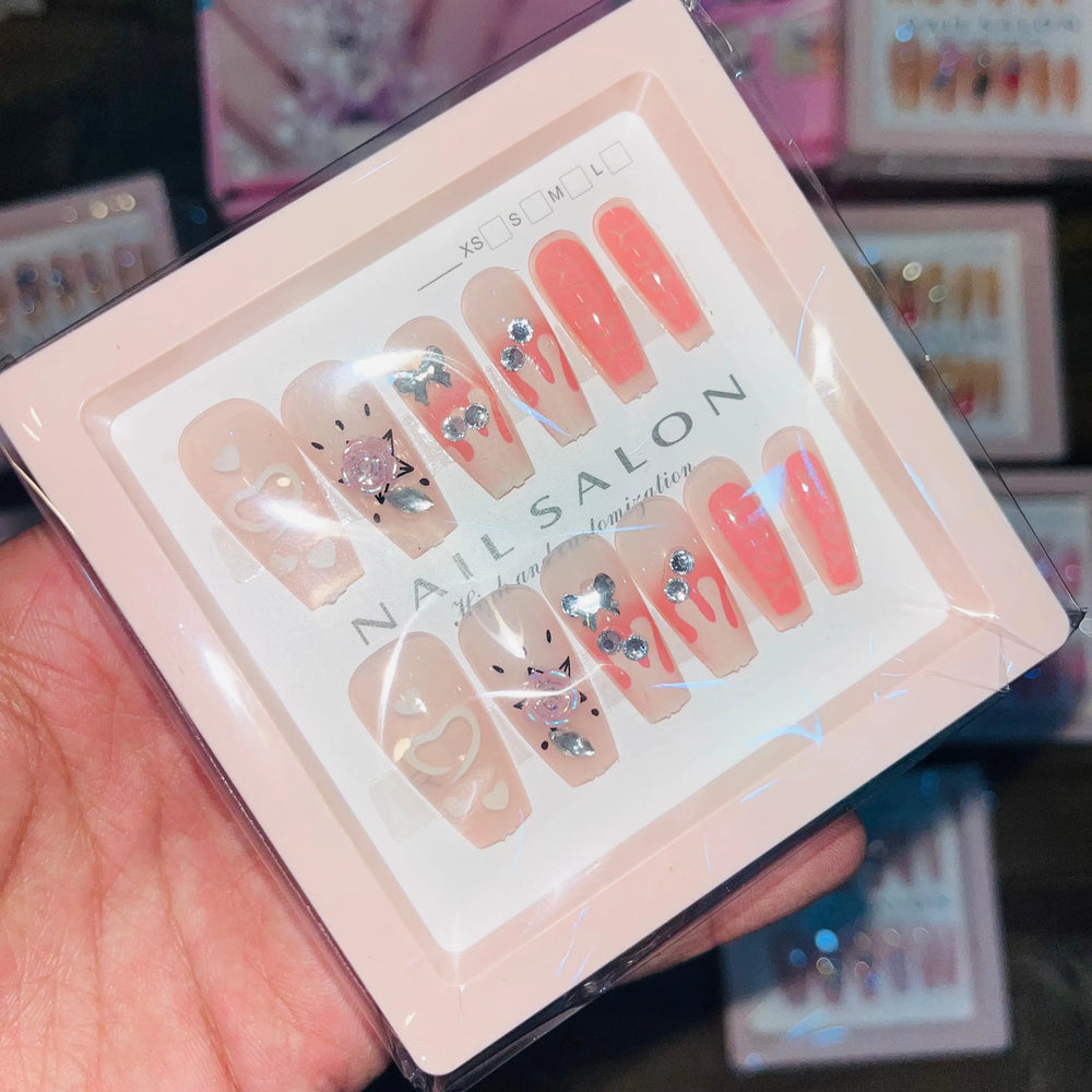 Salon Look Stylish Artifical Nails With Free Stickers(12 Pcs) Cosmia.pk