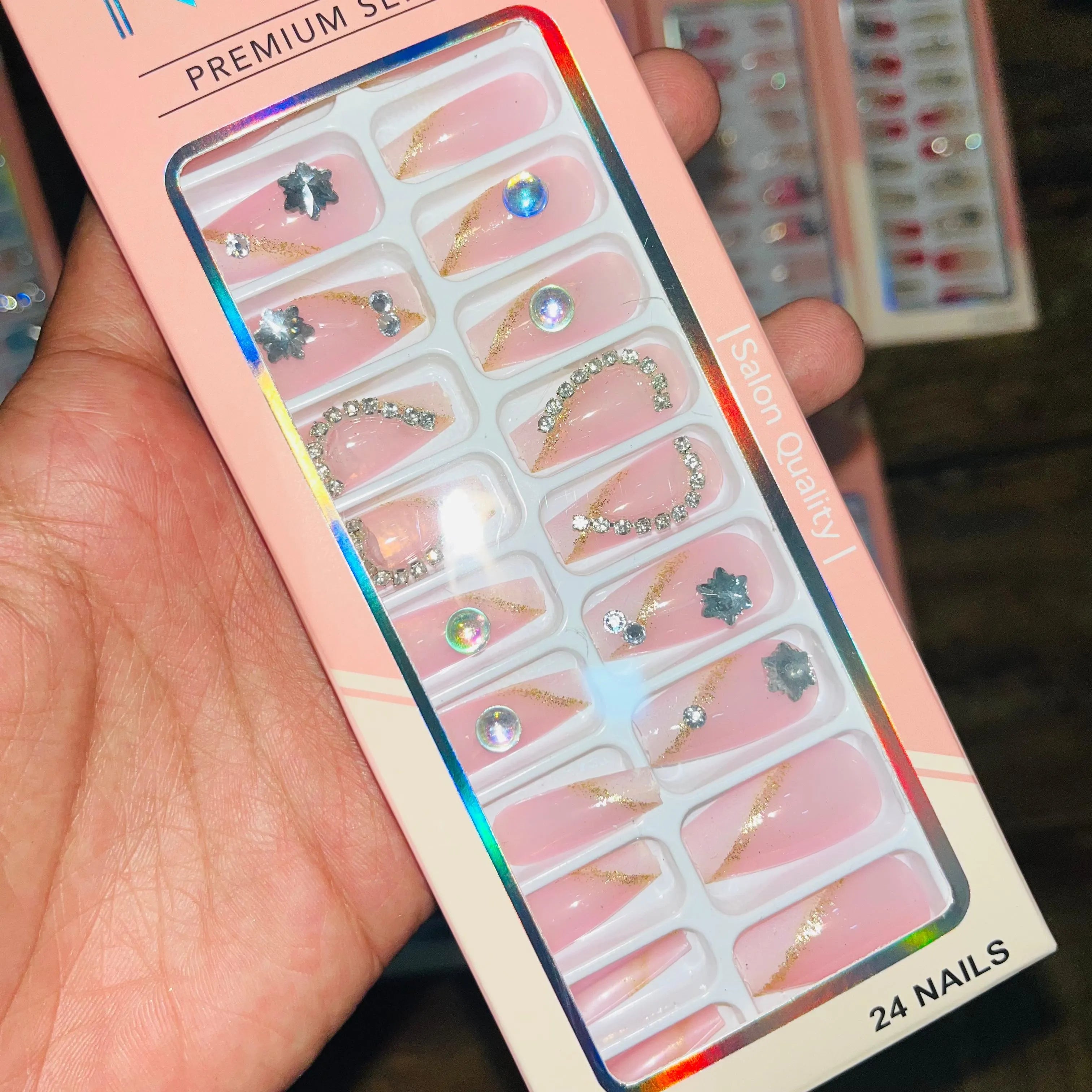 Professional Premium Series Artifical Nails With Free Stickers (24Pcs) Cosmia.pk