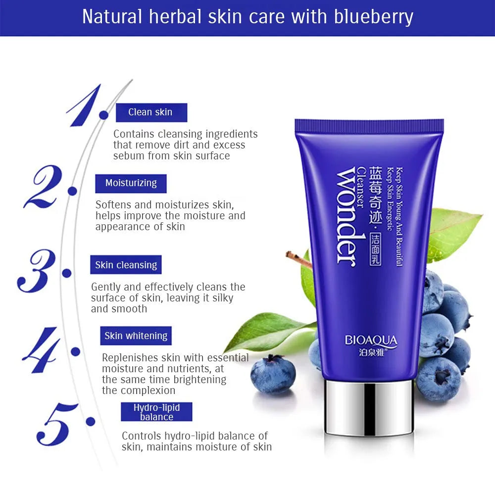 BIOAQUA Blueberry Wonder Skin Nutritional Cleansing  Moisturizing Cleanser - 100g bioaqua