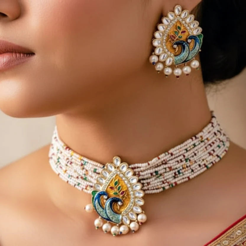 Peacock Choker Set Cosmia