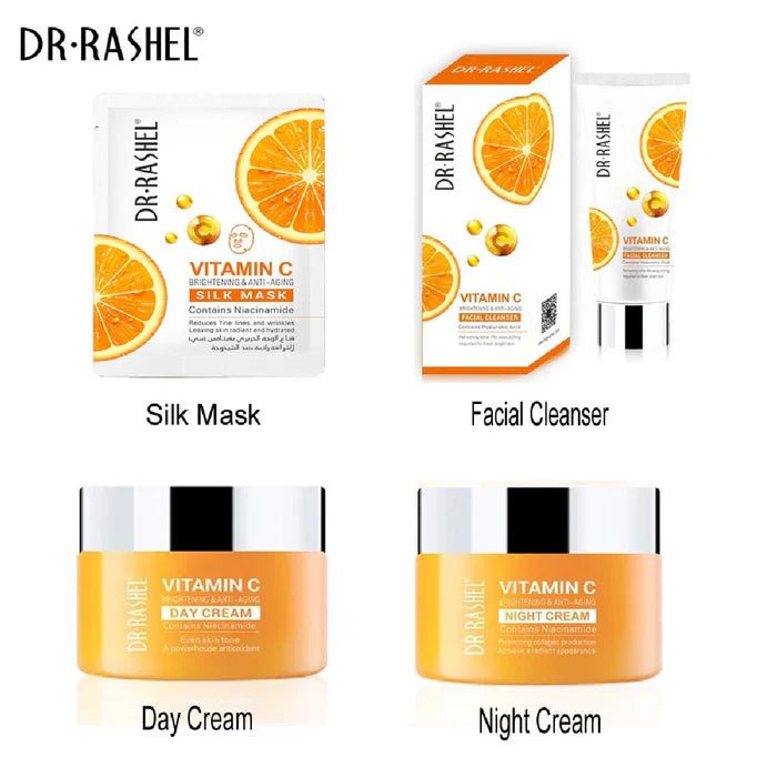 DR.Rashel 4 PC Vitamin C Brightening & Anti Aging Skin Care Series DR.Rashel