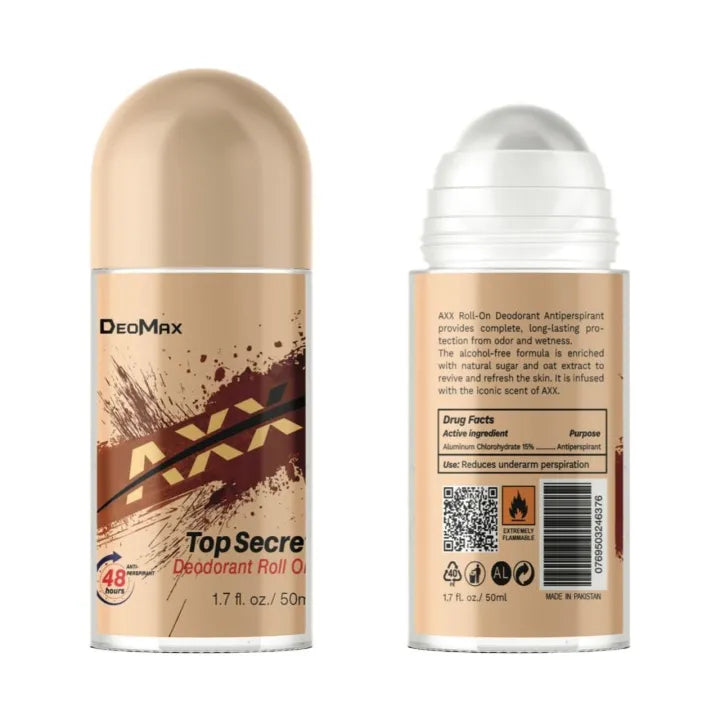 Deomax Top Secret Deodorant Roll On 48H Long Lasting 50ml Deomax