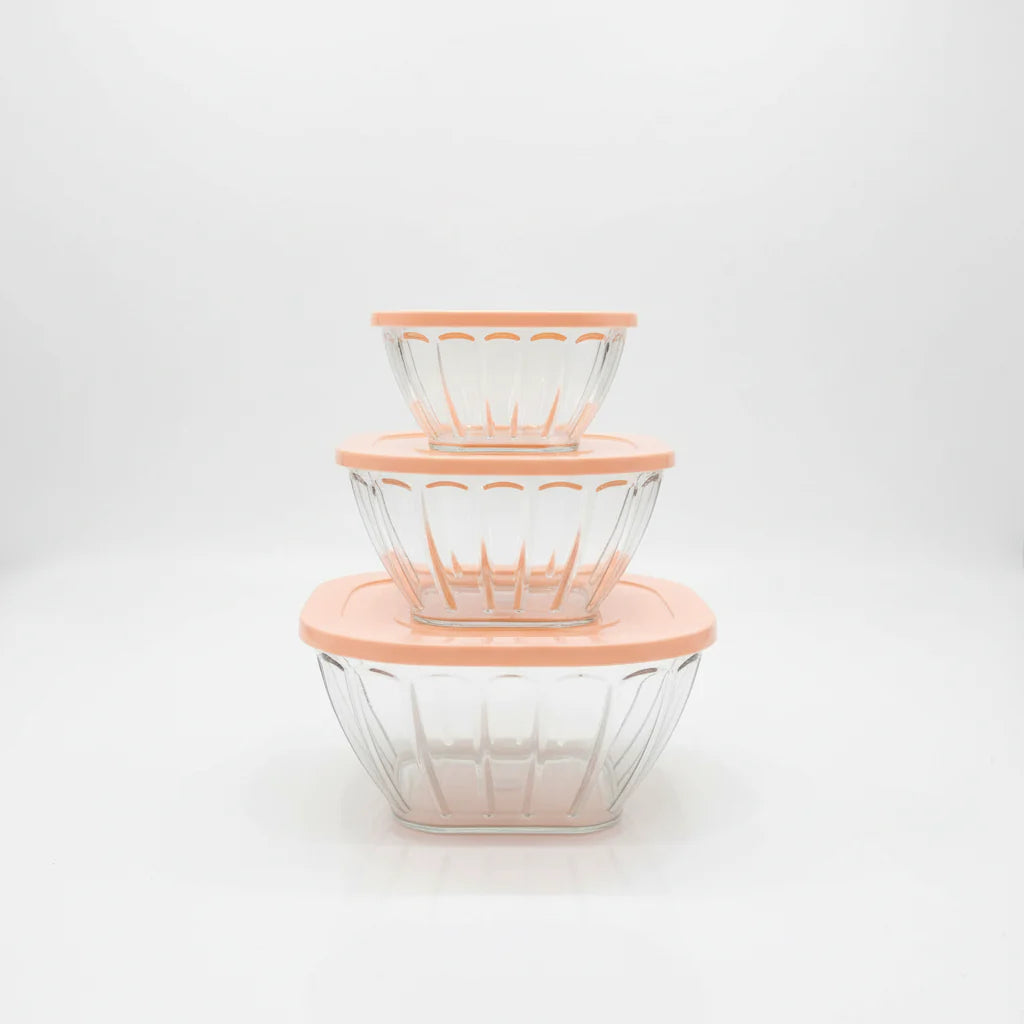 Bowls set with plastic lids - 3 Pcs Cosmia.pk