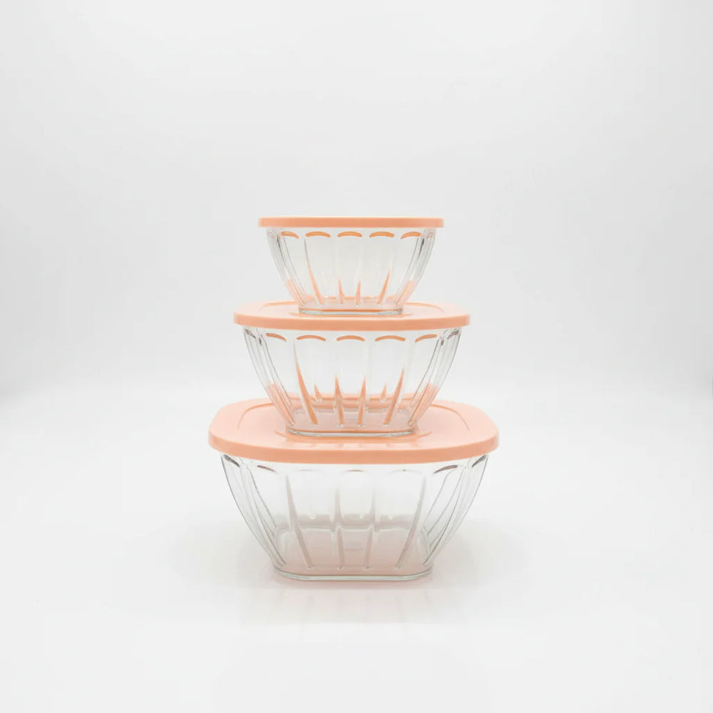 Bowls set with plastic lids - 3 Pcs Cosmia.pk