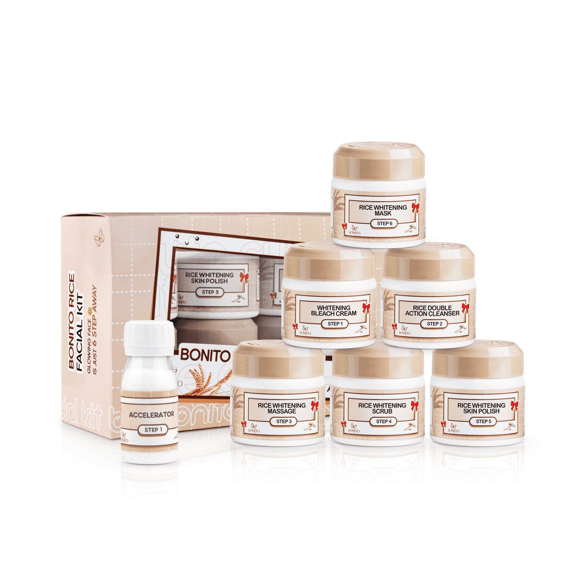 Bonito Rice Facial Kit, a 6-step skincare set Bonito