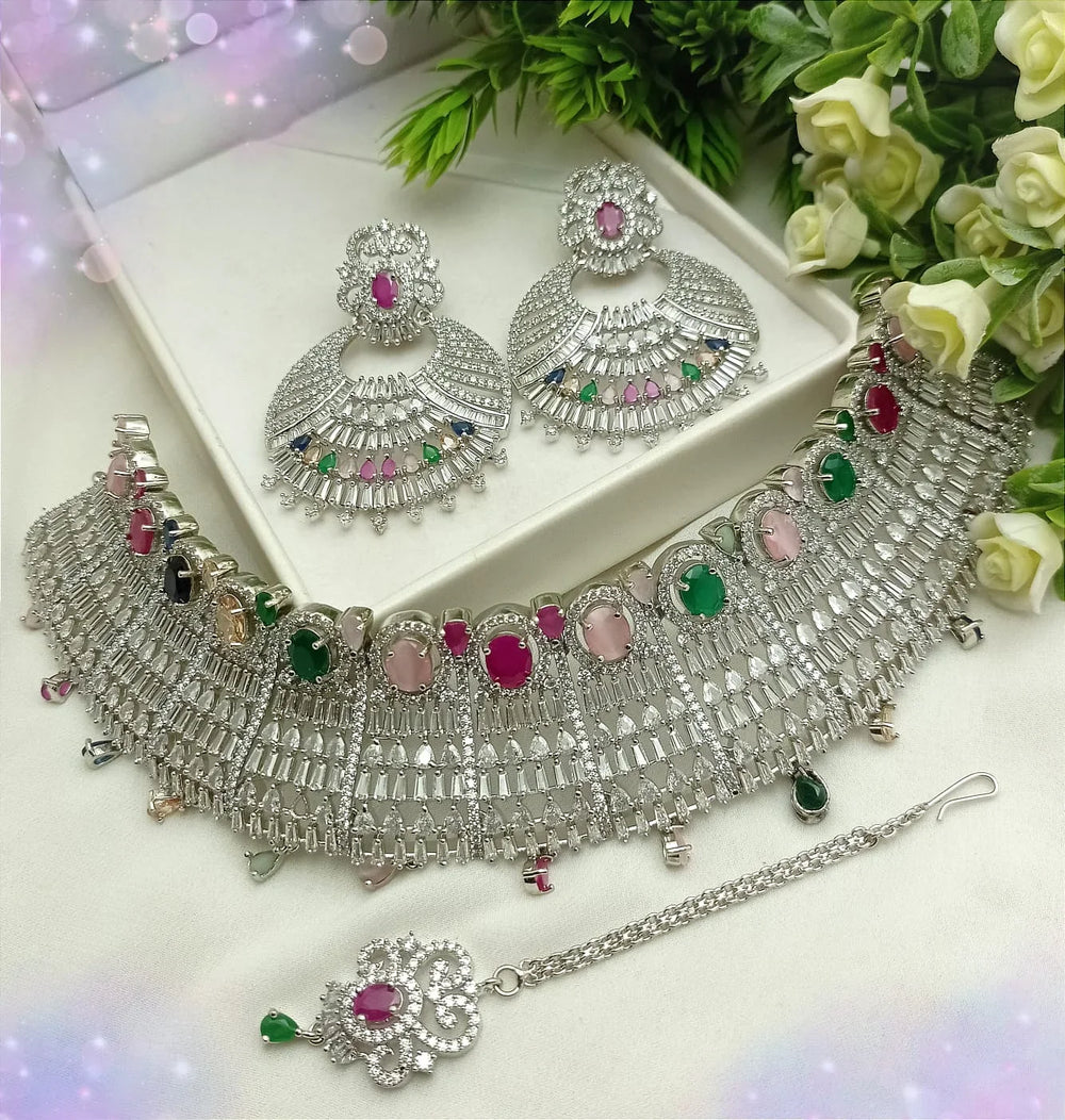 Silver Multi Necklace set Cosmia