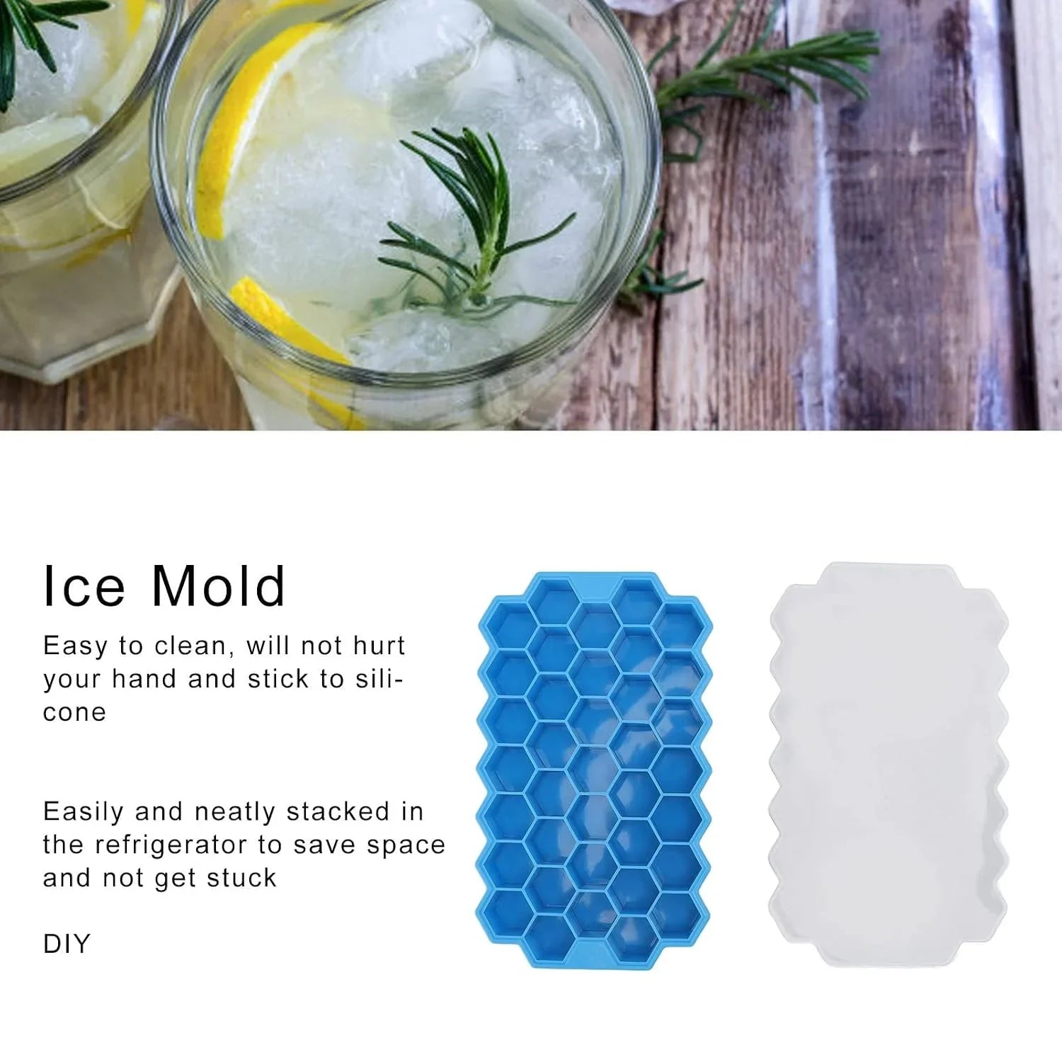 Silicone Ice Cube Mold, 37 Grids Reusable Ice Mold for Freezer Cosmia.pk