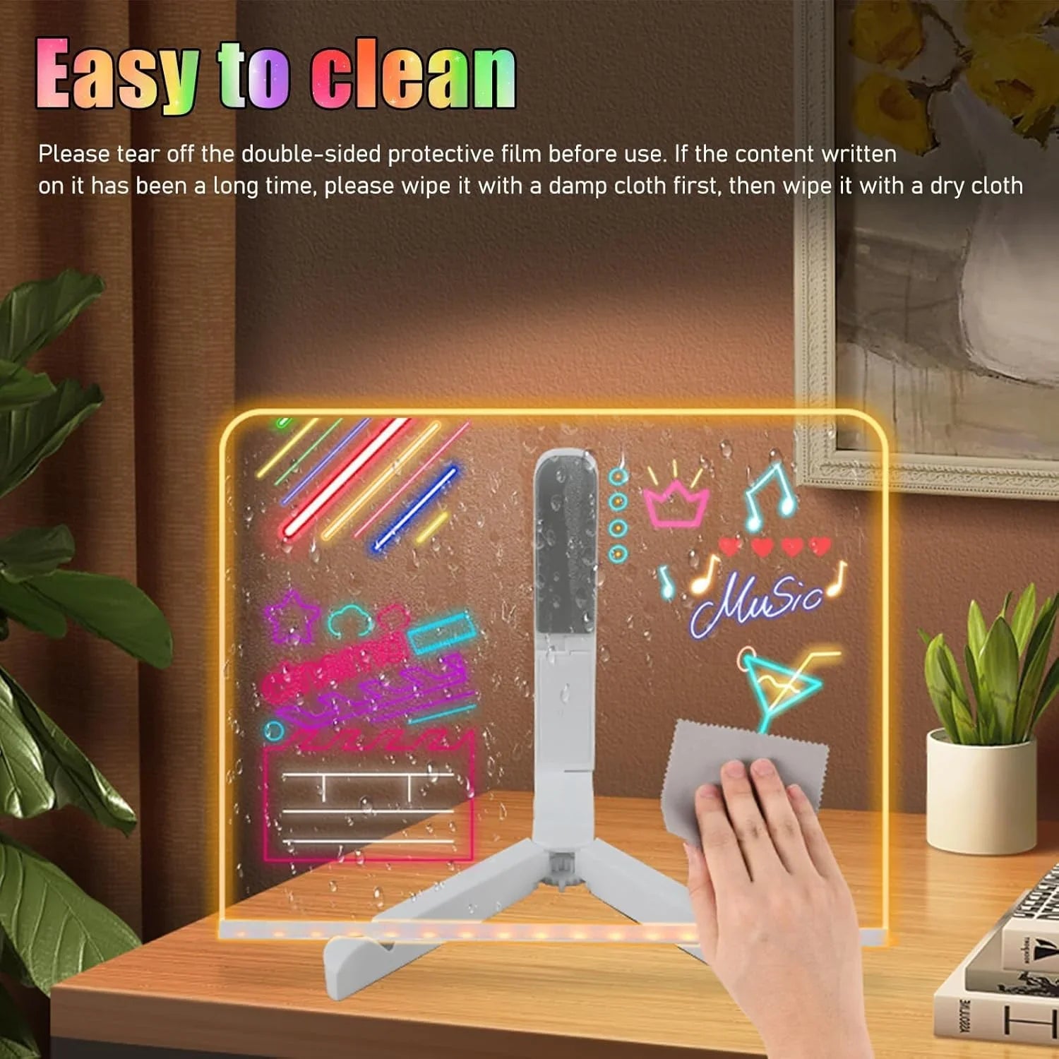 Acrylic LED Board With Colorful Night Light & 7 Neon Pens Cosmia.pk
