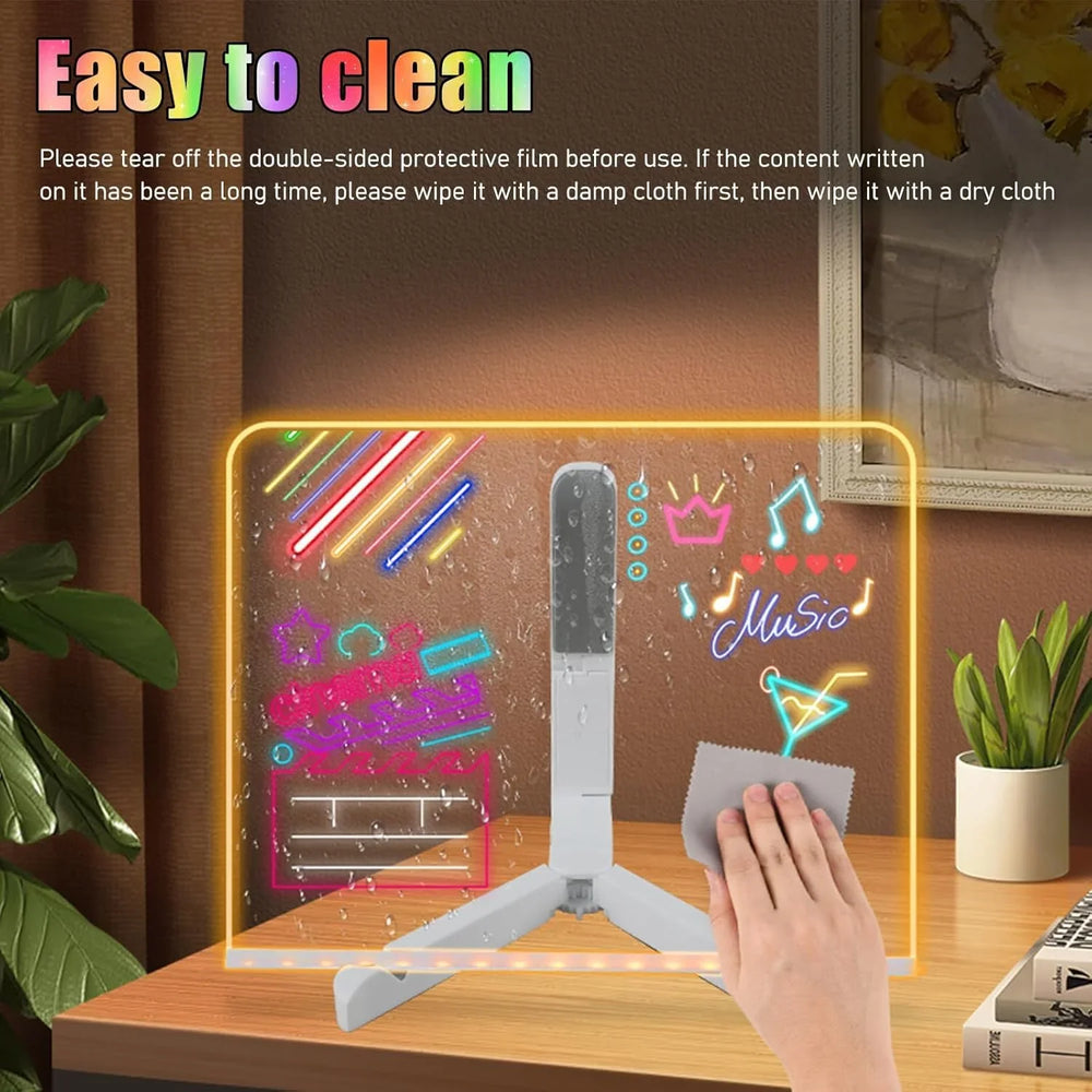 Acrylic LED Board With Colorful Night Light & 7 Neon Pens Cosmia.pk