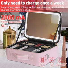 portable Makeup Bag with Adjustable Dividers, Waterproof PU Leather Cosmia.pk