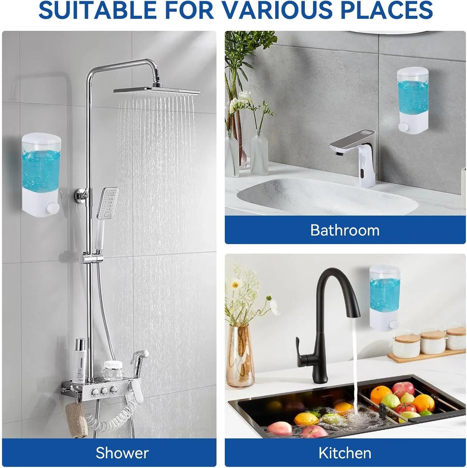 Wall Mount Liquid Soap & Lotion Dispenser for Bathroom & Kitchen Cosmia.pk