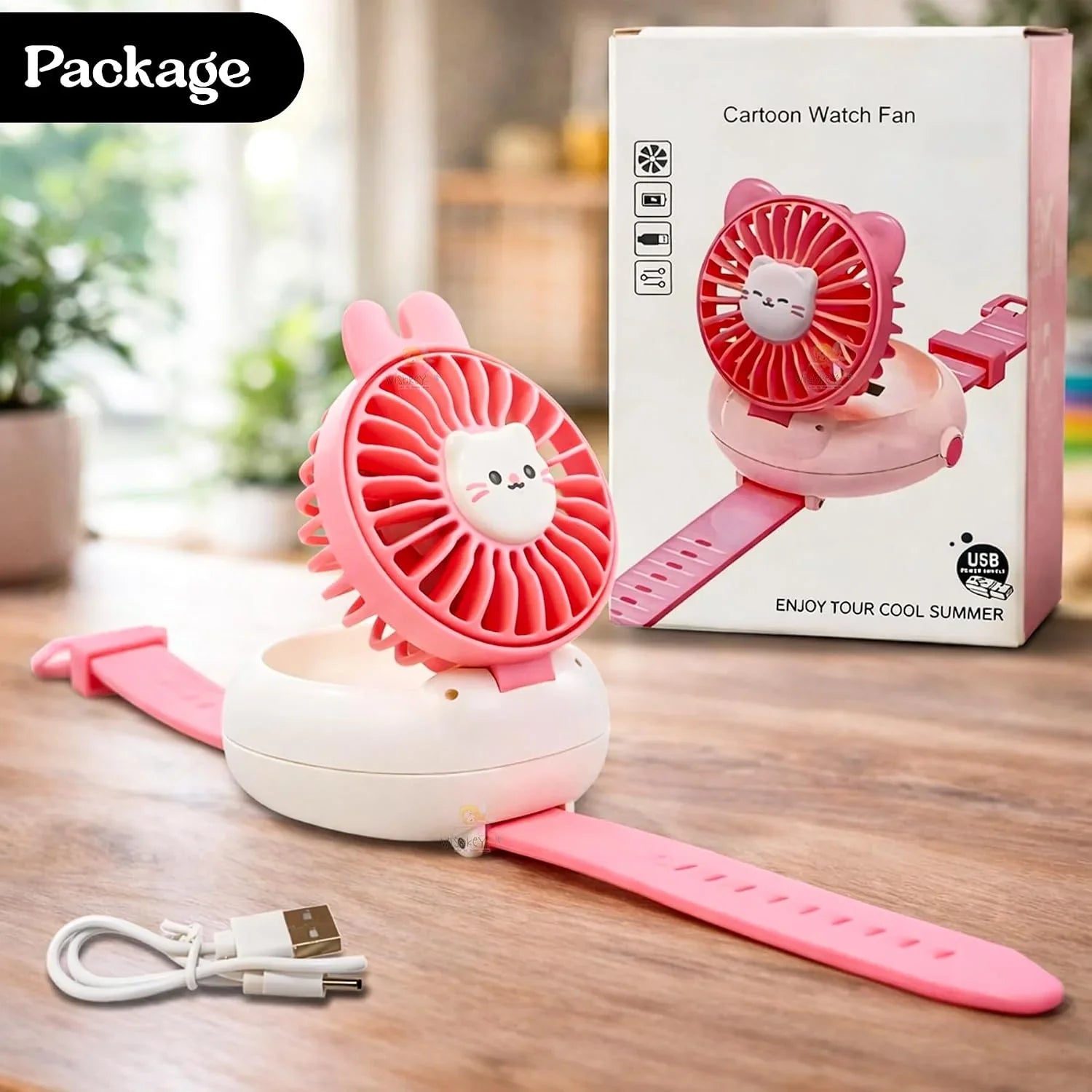 Kids Wrist Watch Fan USB Rechargeable Portable Mini Fan Cosmia.pk
