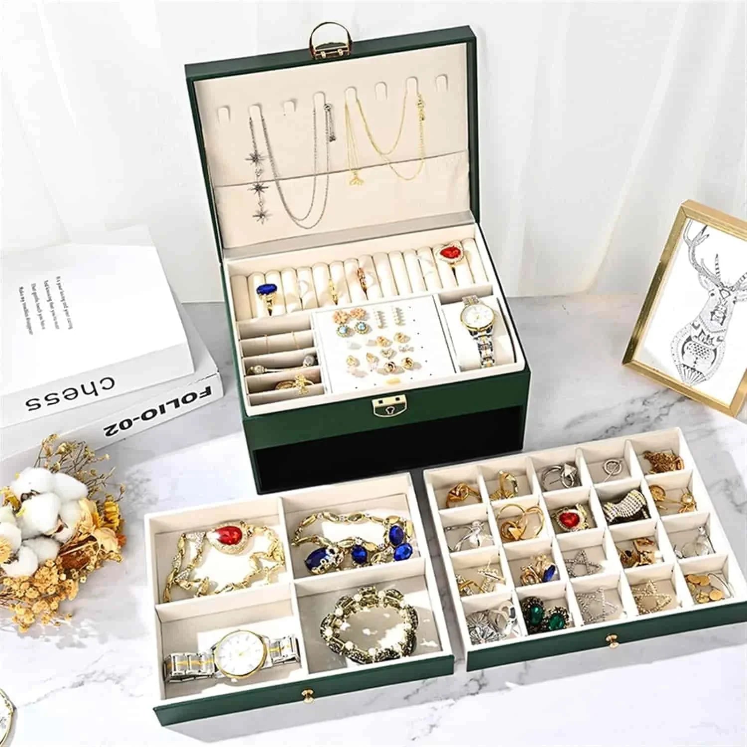 Double-Layer Jewelry Storage Box - Each Cosmia.pk