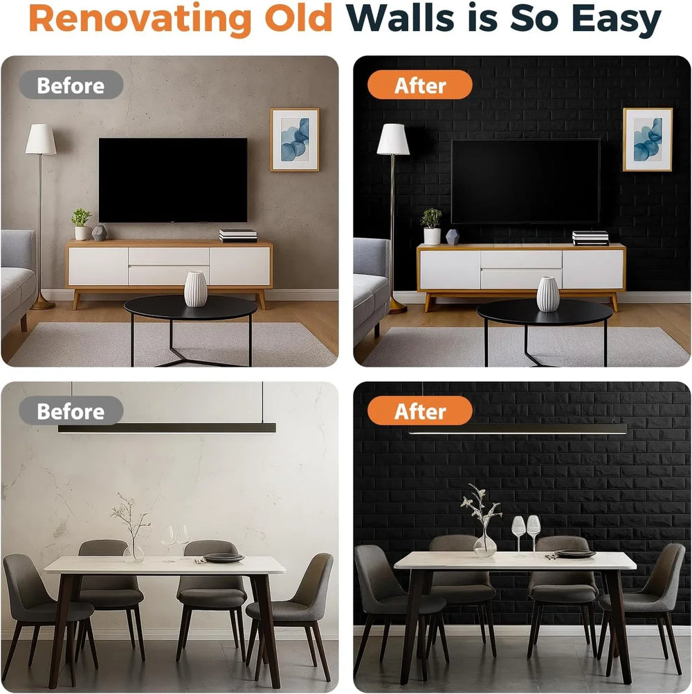 Black Brick Printable 3D Wallpaper Stick and Peel - Each Cosmia.pk